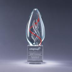 Employee Gifts - Spiro Art Glass Award on Clear Optical Crystal Base