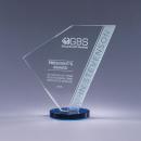 Clear Optical Crystal Navigate Geometric Award with Blue Base