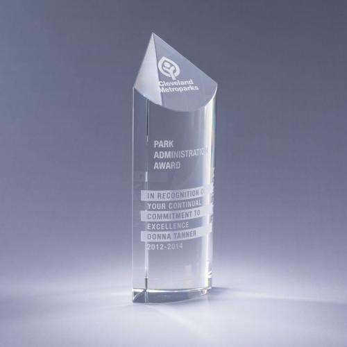Corporate Awards - Crystal Awards - Obelisk Tower Awards - Clear Optical Crystal Scope Award