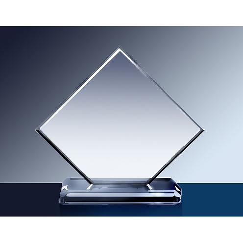 Corporate Awards - Crystal Awards - Diamond Awards - Clear Glass Cut Corner Square Award