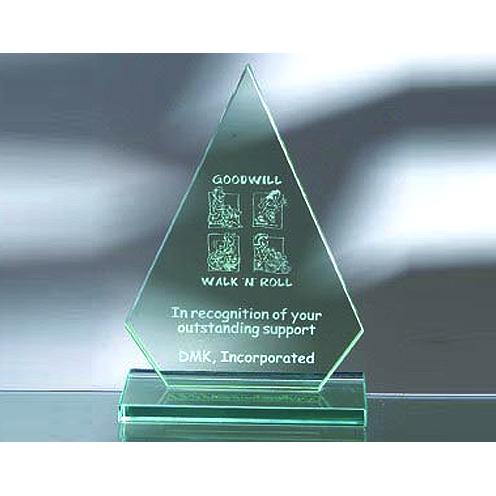 Corporate Awards - Glass Awards - Green Jade Glass Conquest Award with Rectangle Base