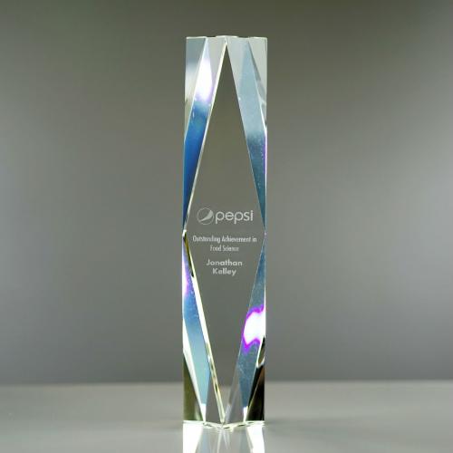 Corporate Awards - Crystal Awards - Obelisk Tower Awards - Clear Optical Crystal President Tower Award