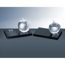 Clear Molten Glass Apple on Black Stand