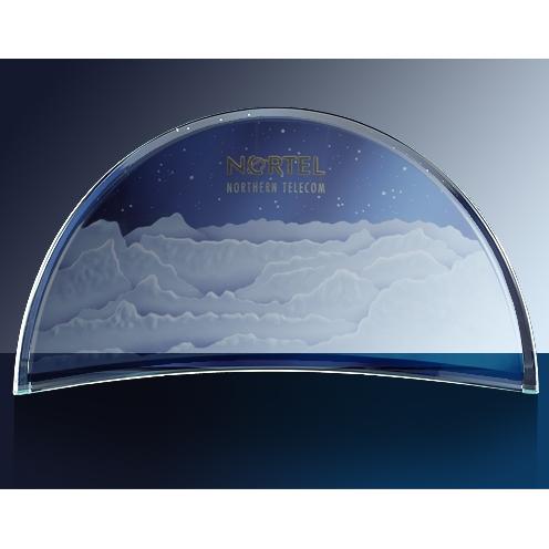 Corporate Awards - Glass Awards - Clear Glass Awards - Clear Glass Unique Crescent Curved Award