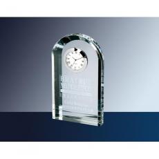 Employee Gifts - Clear Optical Crystal Royal Arch Clock with Silver Accent