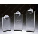 Clear Crystal Tower Plaque with Crystal Globe Award