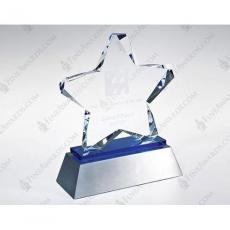 Employee Gifts - Blue Twinkle Crystal Star Award on Blue Glass