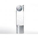 Golf Pinnacle Crystal Award with Cylinder Metal Base