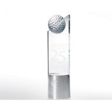 Employee Gifts - Golf Pinnacle Crystal Award with Cylinder Metal Base