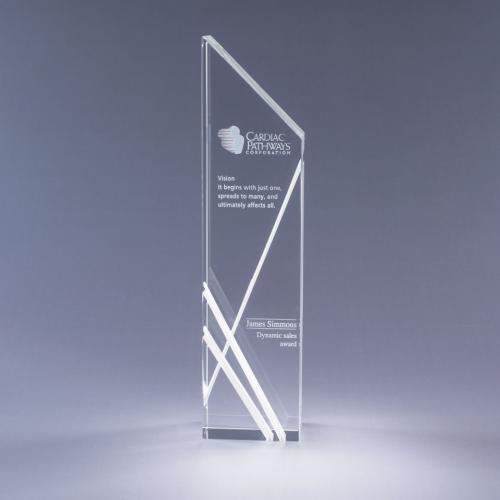 Corporate Awards - Crystal Awards - Obelisk Tower Awards - Clear Optical Crystal Tower Award