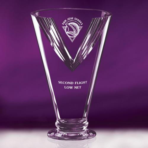 Corporate Awards - Crystal Awards - Vase and Bowl Awards - Clear Optical Crystal Victory Cup