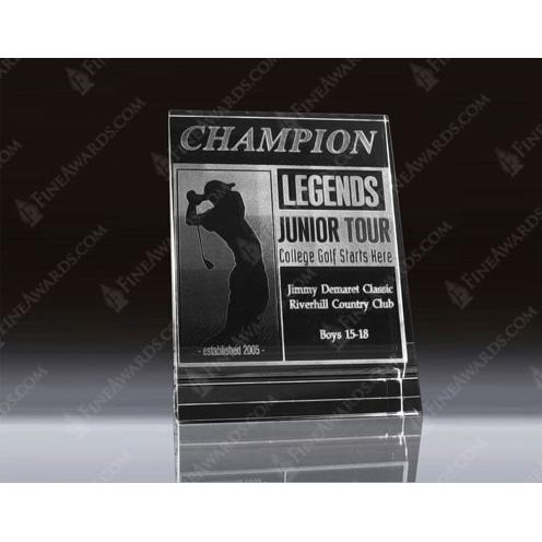 Corporate Awards - Award Plaques - Crystal Plaques - Clear Optical Crystal 3D Vertical Plaque