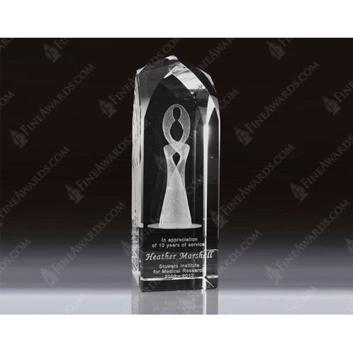 Corporate Awards - Service Awards - Clear Optical Crystal 3D Laser Cathedral Tower Award