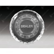 Employee Gifts - Clear Optical Crystal 3D Laser Circle Desk Award with Beveled Edges