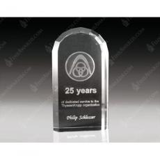 Employee Gifts - Clear Optical Crystal 3D Laser Arch Award with Beveled Sides