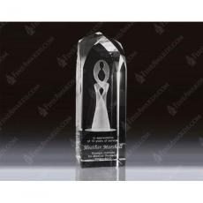 Employee Gifts - Clear Optical Crystal 3D Laser Cathedral Tower Award