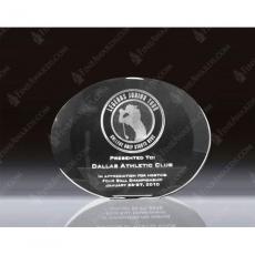 Employee Gifts - Clear Optical Crystal 3D Oval Rising Sun Plaque