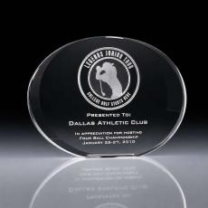 Clear Optical Crystal 3D Oval Rising Sun Plaque - 3D Laser Engraved
