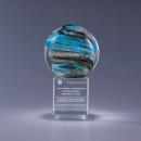 Art Glass Sphere Helix Globe Award on Optical Crystal Base