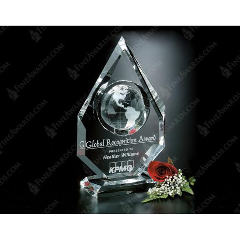 Corporate Awards - Crystal Awards - Globe Awards  - Clear Crystal Magellan Global Award