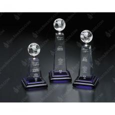 Employee Gifts - Horizon Global Crystal Award on Cobalt Blue Base