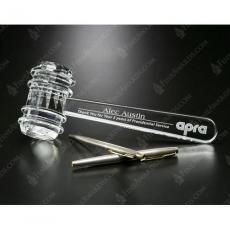 Employee Gifts - Clear Optical Crystal Judge's Gavel