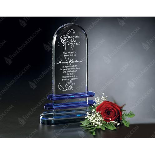 Corporate Awards - Crystal Awards - Colored Crystal - Pearl Lake Optical Crystal Arch Trophy