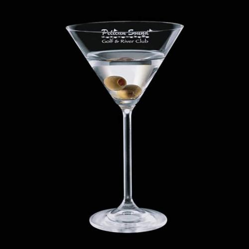 Corporate Recognition Gifts - Etched Barware - Woodbridge Martini - Deep Etch