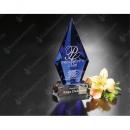Azurite Blue Crystal Award with Clear Base