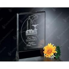 Employee Gifts - Cavalcade Clear Optical Crystal Rectangle Award on Black Base