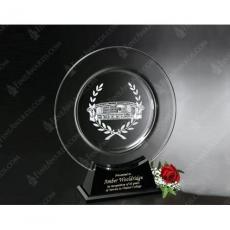 Employee Gifts - Clear Optical Crystal Astoria Plate on Black Base