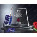 Clear & Blue Alliance Glass Goal Setter Award with Blue Optical Crystal