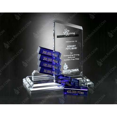 Corporate Awards - Award Plaques - Perpetual Plaques - Clear & Blue Goal Setter Peak Award