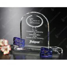 Employee Gifts - Clear & Blue Wingate Goal Setter Optical Crystal Arch Award