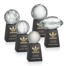 Employee Gifts - Sports Balls Spheres on Marble Crystal Award