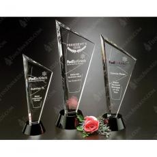Employee Gifts - Clear Optical Crystal Invincible Award on Black Circle Base
