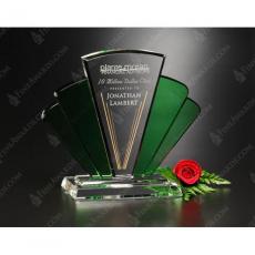 Employee Gifts - Phantasia Clear & Green Crystal Award