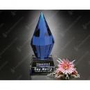 Azure Blue Crystal Diamond Award on Clear Base