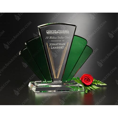Corporate Awards - Crystal Awards - Phantasia Clear & Green Crystal Award