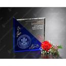 Clear & Blue Optical Crystal Acclaim Award