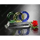 Multi Color Trident Rings on Clear Optical Crystal Base