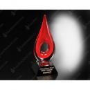 Red Teardrop Art Glass Award on Black Base