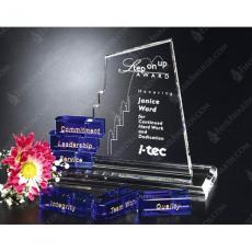 Employee Gifts - Clear & Blue San Marcos Goal Setter Crystal Award