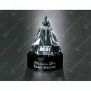 Awards in Motion Clear Optical Crystal Hexagon Award on Black Round Base