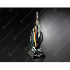 Employee Gifts - Majesty Art Glass Flame Award on Black Base