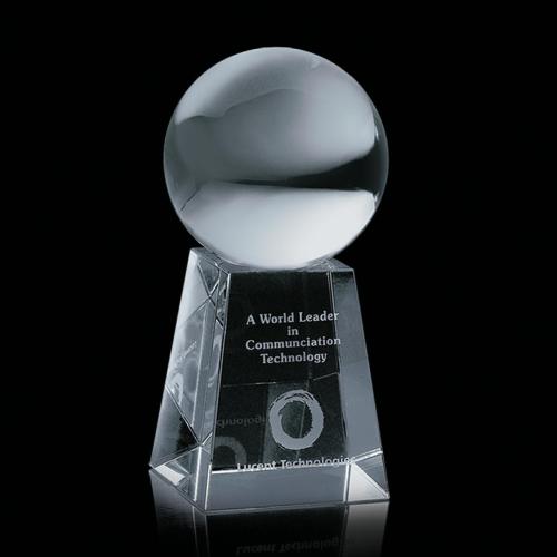 Corporate Awards - Crystal Ball Spheres on Tall Base Crystal Award