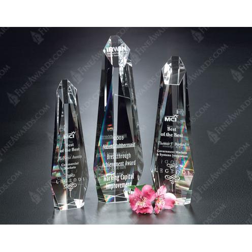 Corporate Awards - Crystal Awards - Obelisk Tower Awards - Encore Clear Crystal Tower
