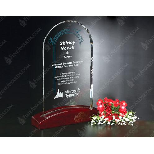 Corporate Awards - Crystal Awards - Parkdale Optical Crystal Arch Trophy on Luster Base