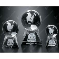 Employee Gifts - Triad Clear Optical Crystal Globe Award