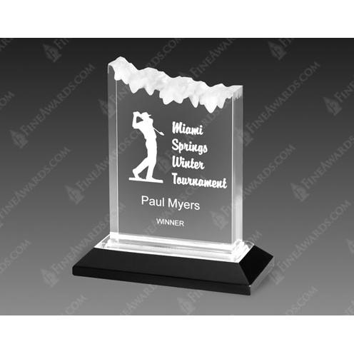 Corporate Awards - Clear Frosted Acrylic Award on Black Base
